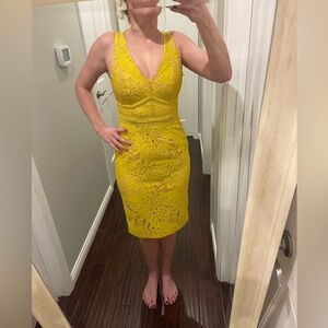 Meave Anthropologie Yellow Lace Sleeveless Dress